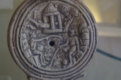 Lamp from the Roman era depicting a pastoral scene.