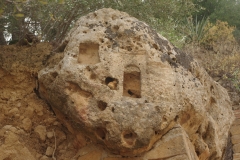Votive niches in the rock around the rock-cut sanctuary.