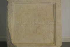 Funerary inscription of a slave, dedicated by another slave. Found in the Vidourle and displayed in the site museum.