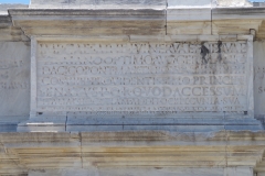 Detail of the main inscription on the Arch of Trajan.