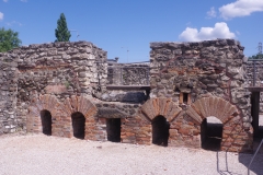 Hypocaust channels in the wall between the caldarium and tepidarium of the Great Public Bath.