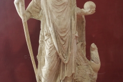 Statue of Fortuna Nemesis from the proconsul's palace. Dated to the 2nd-3rd century CE. Aquincum Archaeological Museum.