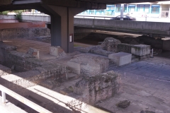 Remains of the Thermae Maiores from the ground level area of Flórián tér.