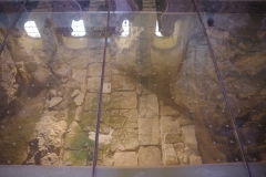 View of the remains of the commanders house at Contra-Aquincum through the glass in the nave of Budapest-Belvárosi Nagyboldogasszony Főplébánia-templom.