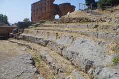 Detail of front rows of seating at the theater.