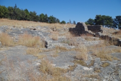 Steps leading from lower terrace to upper terrace, altar of the Temple of Apollo Deiradates, and Christian church constructions.