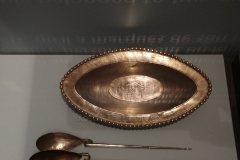Dish from the silver hoard near the castrum with an incised decoration of a fish. Museum and Römerhaus Augusta Raurica