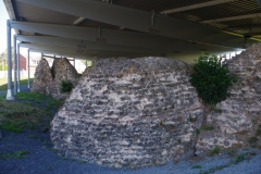 Tower and fortification wall from the 3rd/4th century CE walls located at the exterior of the west end of the forum.