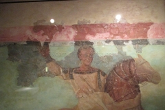 Fresco depicting a hunting scene from a 4th century CE domus in Barcino, displayed in the MUHBA.