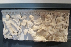 Front of a sarcophagus depicting a naval battle. Dated to the 2nd century CE, possibly from an Aquileia workshop. Museo di Santa Giulia.
