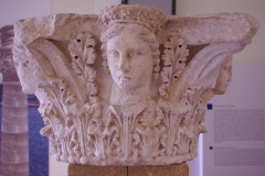 Capital with figure busts on each side. Dated to the 3rd-2nd century BCE. From the area of the Piazza Duomo. Museo Archeologico Francesco Ribezzo.