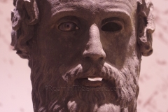 Bronze head from a portrait of a philosopher, possibly Antisthenes. Dated to the mid-4th century BCE and possibly the work of Silanion. From Punta del Serrone. Museo Archeologico Francesco Ribezzo.