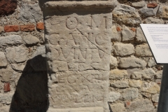 Altar to Jupiter Optimus Maximus found used in the core of the Heidentor, and formerly displayed at the site of the Heidentor circa 2012 (it was no longer there in 2021). Dedicated by Gaius Ancius Quintus, beneficiarius legatus of Legio XIIII Gemina Martia Victrix.