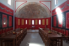 Main hall with reconstructed wall decoration in the Villa Urbana.