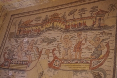 Detail of a fishing scene from a mosaic in the fourth room of the private apartments.