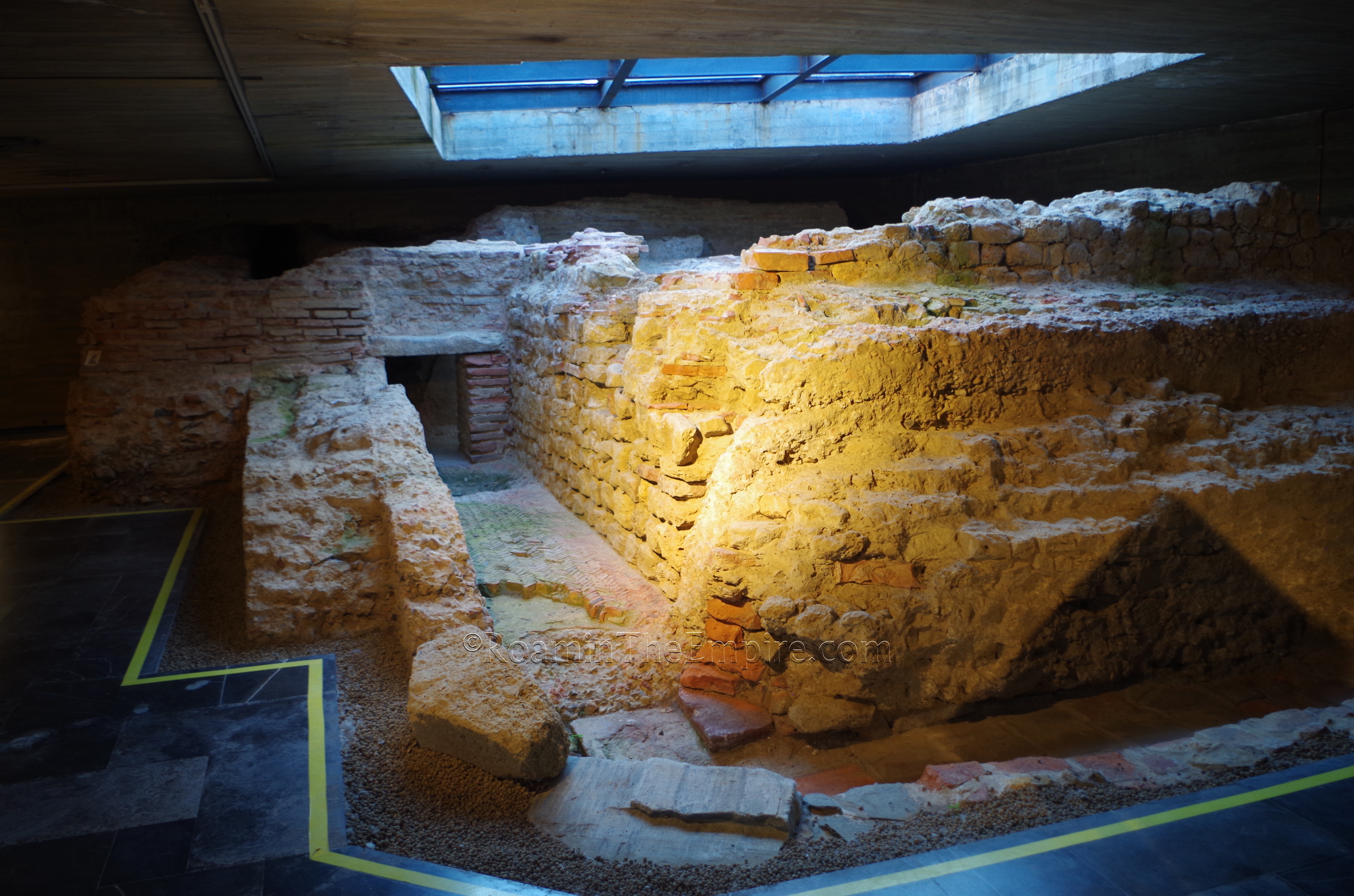 Latrine area of the baths in the Cripta Arqueológica de Puerta Obispo.