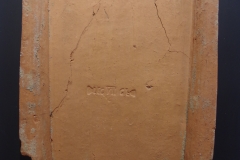 Tile with a marking for Legio VII Gemina displayed in the Centro de Interpretación del León Romano, found in the on-site excavations.