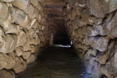Interior of the Roman era elongated hut at the Parco Archeologico Naturalistico di Santa Cristina.
