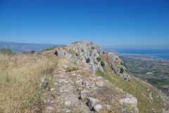 Possible ancient wall remains visible from the Temple of Aphrodite area at Acrocorinth.