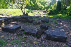 Remains of a tower across from the latrines, east of the cardo maximus.