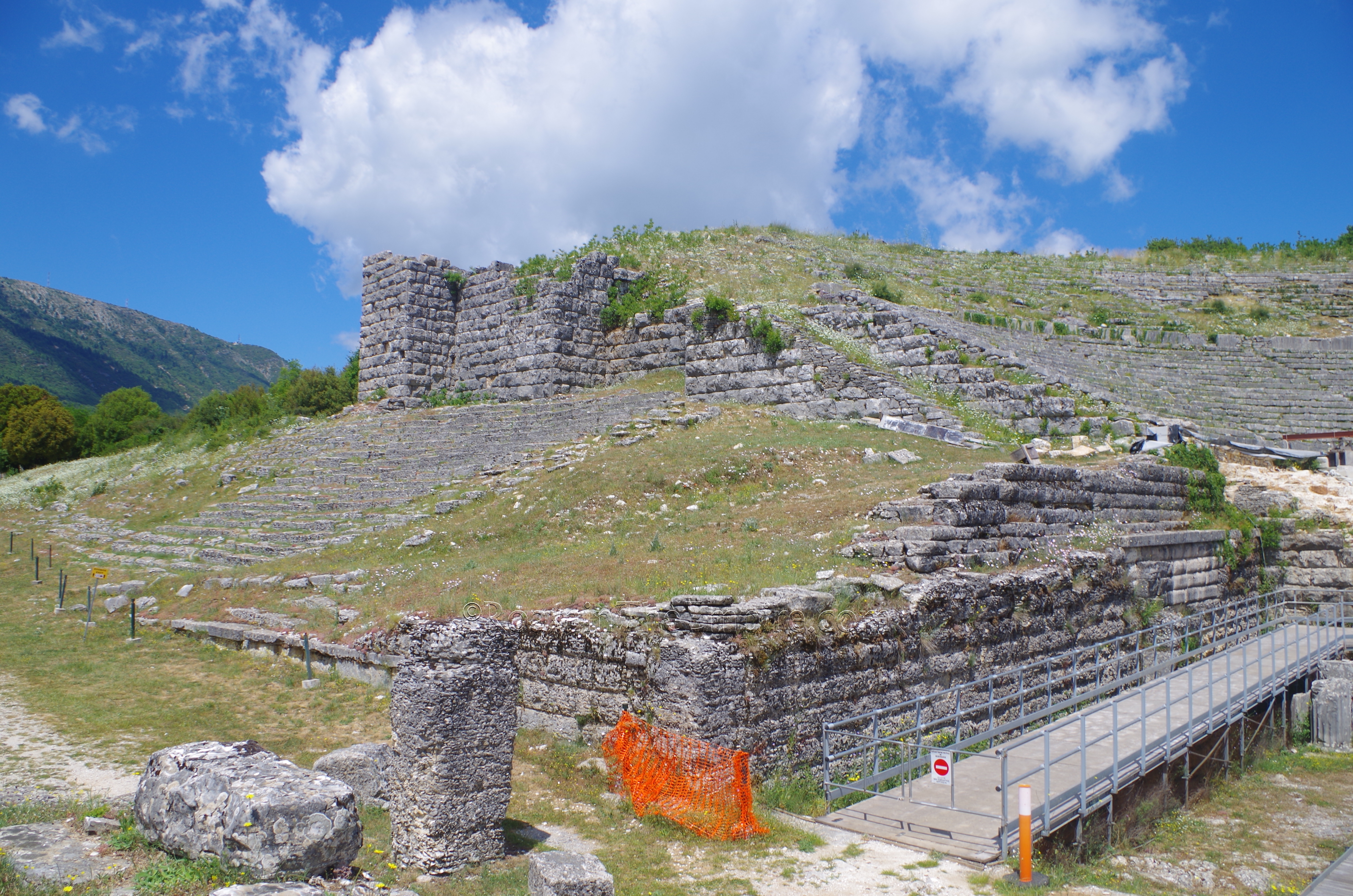 Northern seating and walls of the stadium.