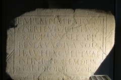 Inscription noting the construction of a templum nymphaeum by Quintus Sertorius Euporist. Displayed at the Mausoleus Romanos.