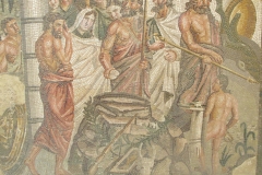 Detail of the Iphigenia in Aulis mosaic from an unexcavated house.