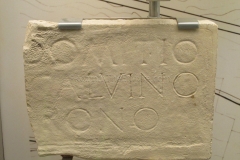 Dedicatory inscription to Gnaeus Domitius Calvinus, proconsul of Hispania from 39-36 BCE and patron of the city. Found in the forum.