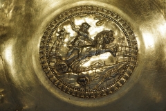 Detail of the central panel of a large silver dish, depicting a charioteer. Dated to the end of the 3rd or beginning of the 4th century CE and manufactured in the Eastern Mediterranean. Musée d'Art et d'Histoire.