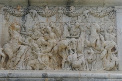 Relief depicting the deaths of Niobe's children on the left and the Calydonian boar hunt on the right on the south side of the Mausoleum of the Julii.