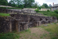 Terrace wall and water channel in the Thermes Antiques de Lyon.