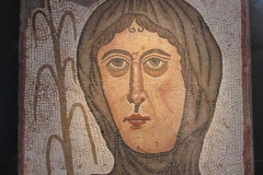 Mosaic depicting the personification of winter. Dated to the 4th century CE, from Quintana del Marco, Spain.