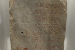 Base of a small column with the names of various municipalities in the vicinity of Nemausus. Found near the Nemausus spring and displayed in the Musée de la Romanité.