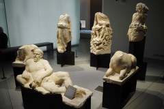 Statue group depicting two sileni, two goats, and two nymphs. Dated to the 2nd century CE and found near Beaucaire. Displayed in the Musée de la Romanité.