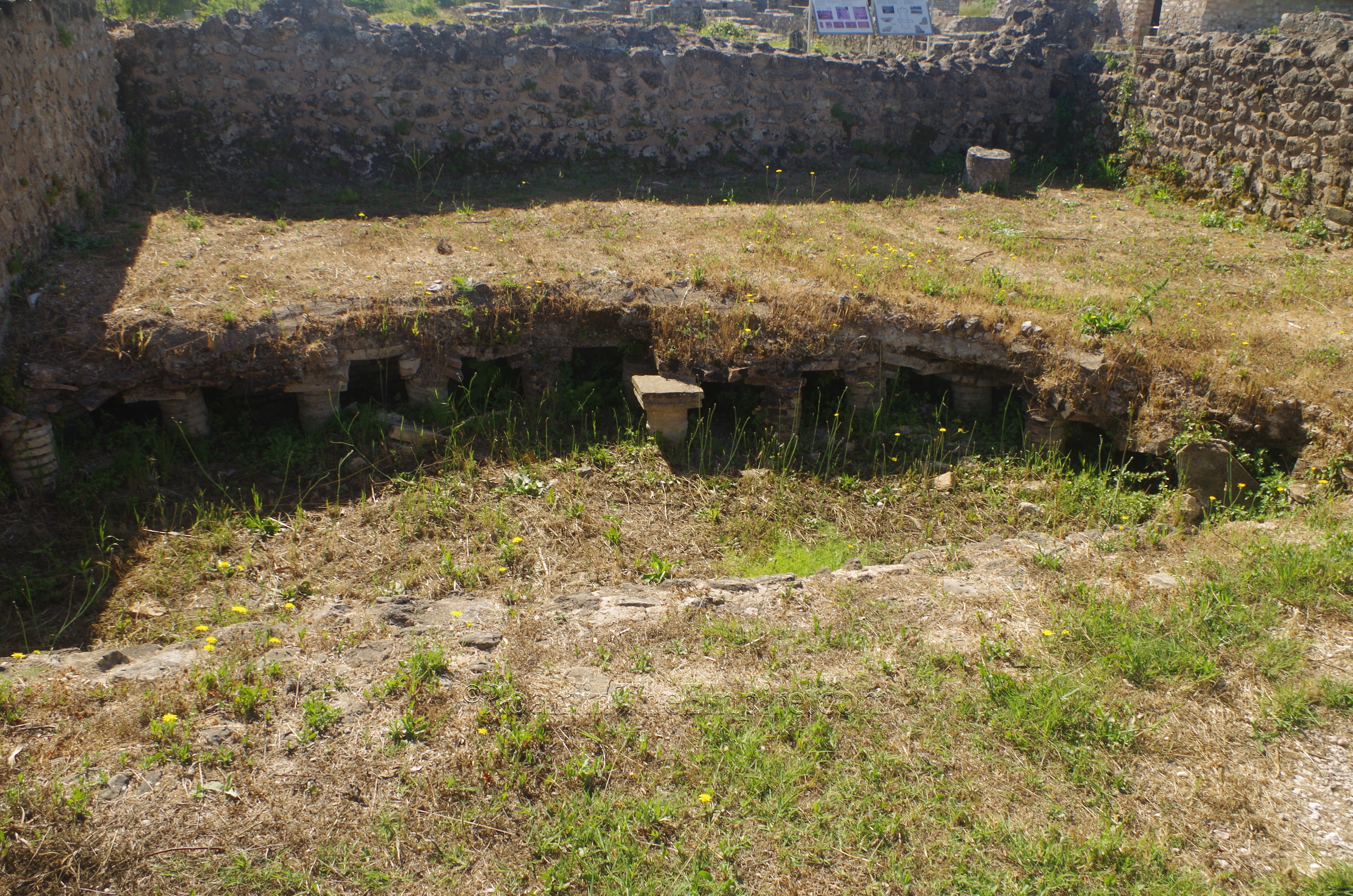 Triclinum with hypocaust system off the peristyle of the Domus of Ekdikos Georgios.