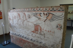 Lucanian painted tomb with a depiction of Victory driving a biga. Dated to 330-320 BCE.