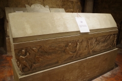 Re-used Roman sarcophagus. In the crypt of the Cattedrale Metropolitana della Santa Vergine Maria Assunta.