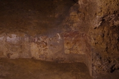 Detail of remaining painted plaster in the Catacombe di Porta D’Ossuna.