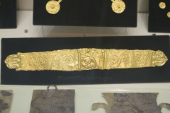Gold diadem with a central panel depicting Nike killing a bull. Dated to the 2nd or 3rd century CE. Archaeological Museum of Patras.