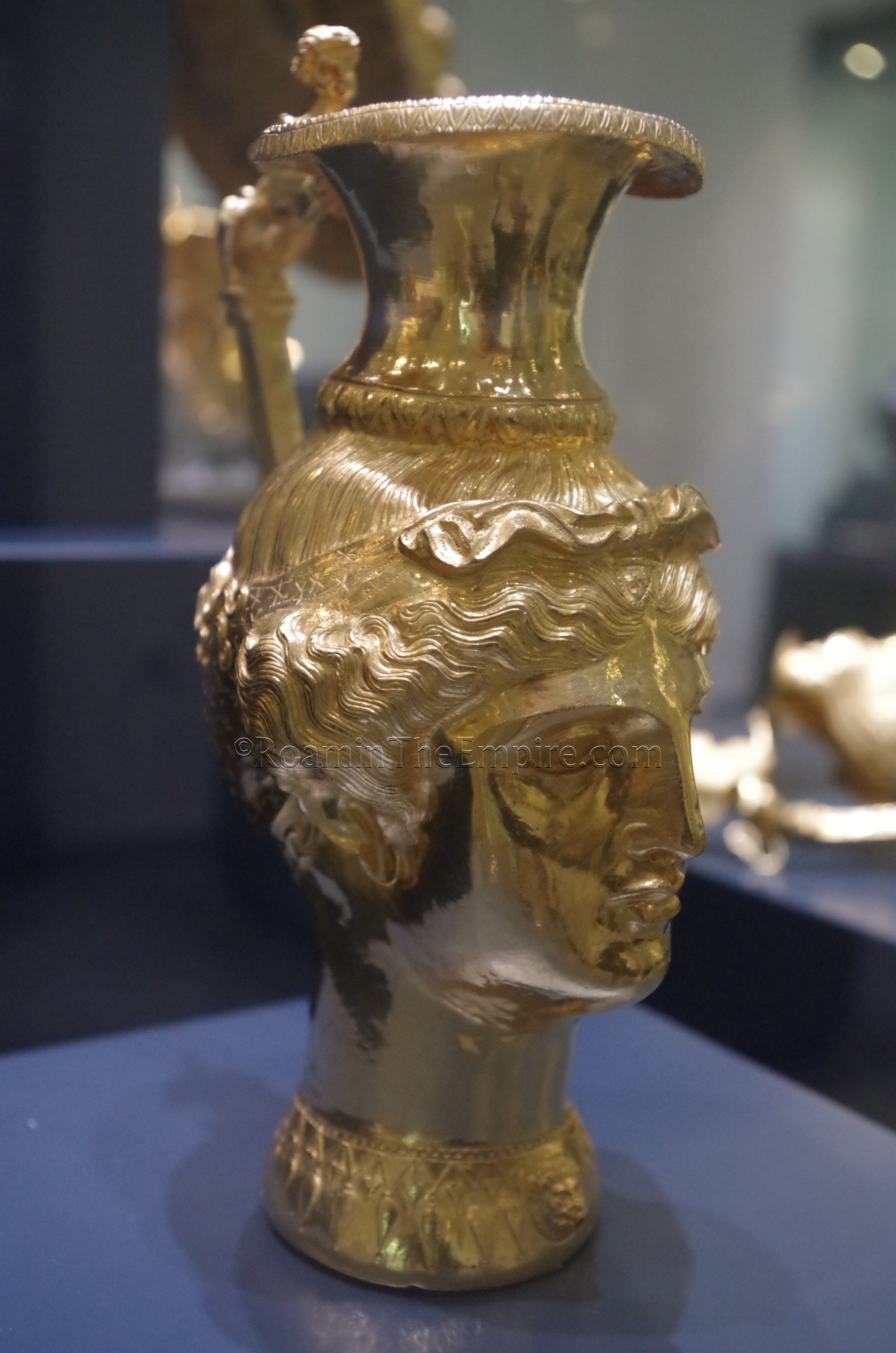 Gold rhyton in the shape of an Amazon's head. Part of the Panagyurishte Treasure. Regional Archaeological Museum.