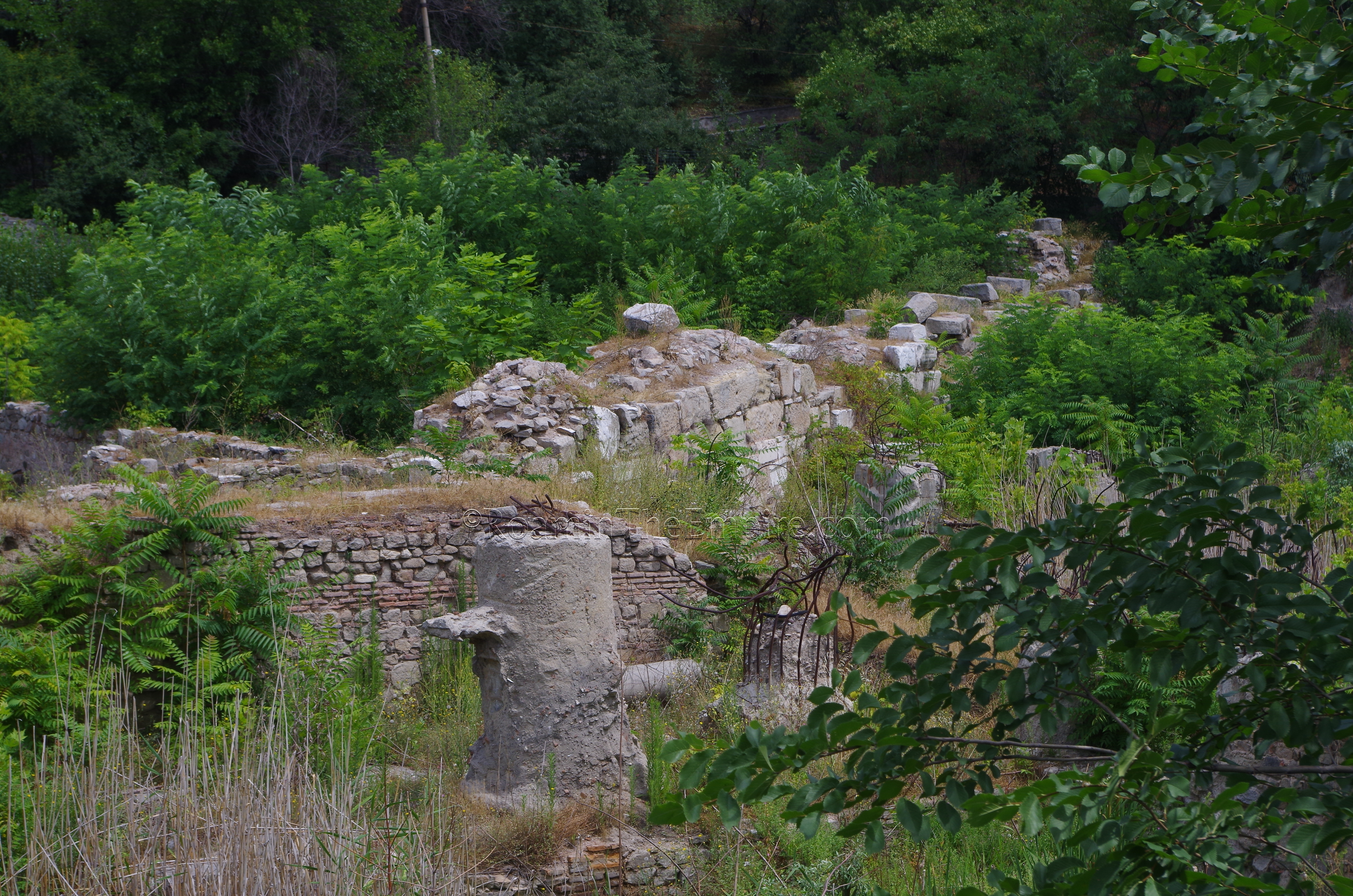 Excavated by inaccessible area near the Great Basilica, containing stretch of the city walls.