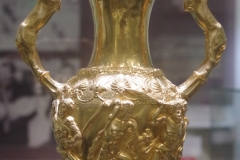 Gold amphora rhyton with centaur handles and mythological scenes. Part of the Panagyurishte Treasure. Regional Archaeological Museum.