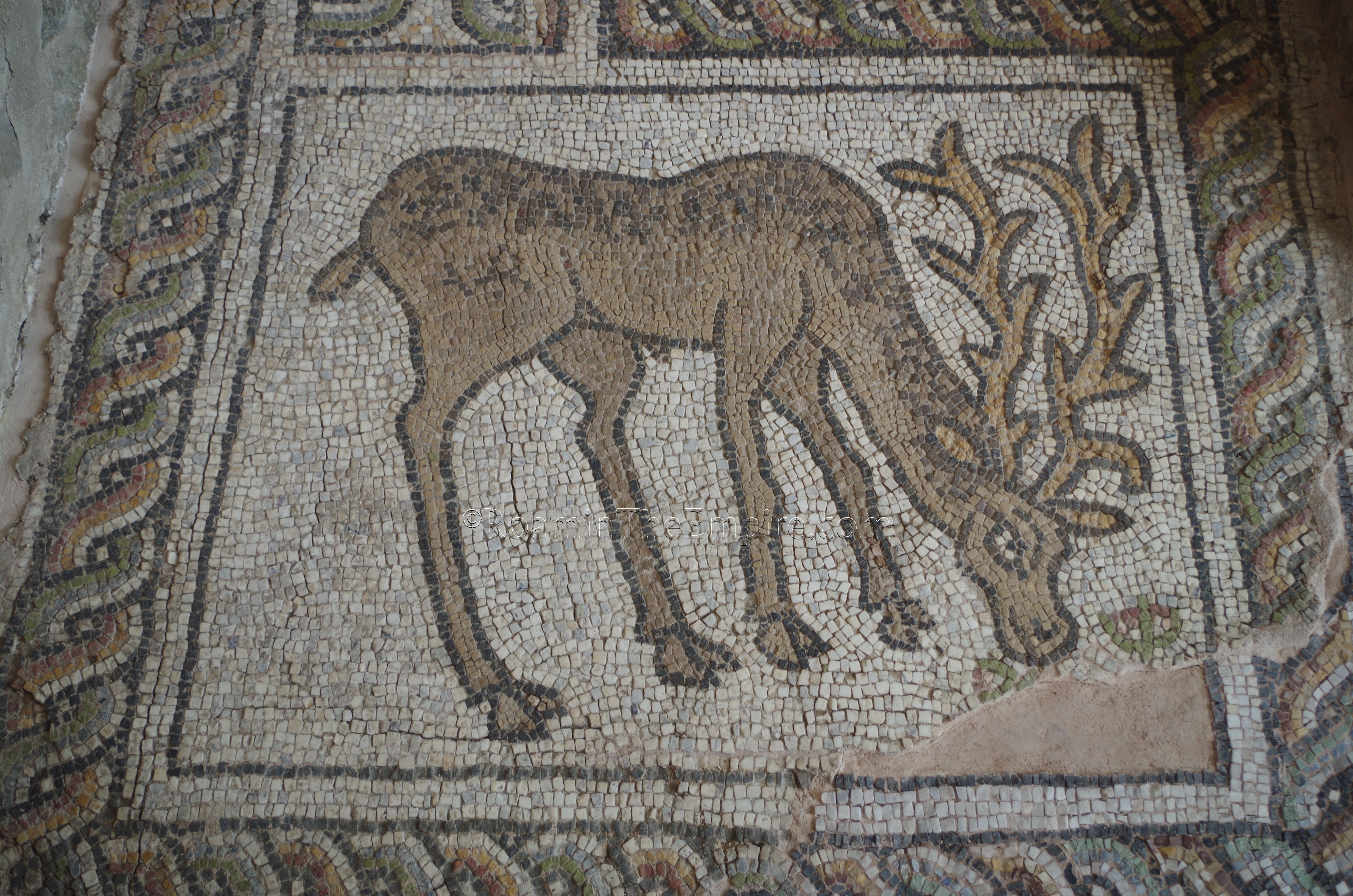 Stag mosaic in the Small Basilica.