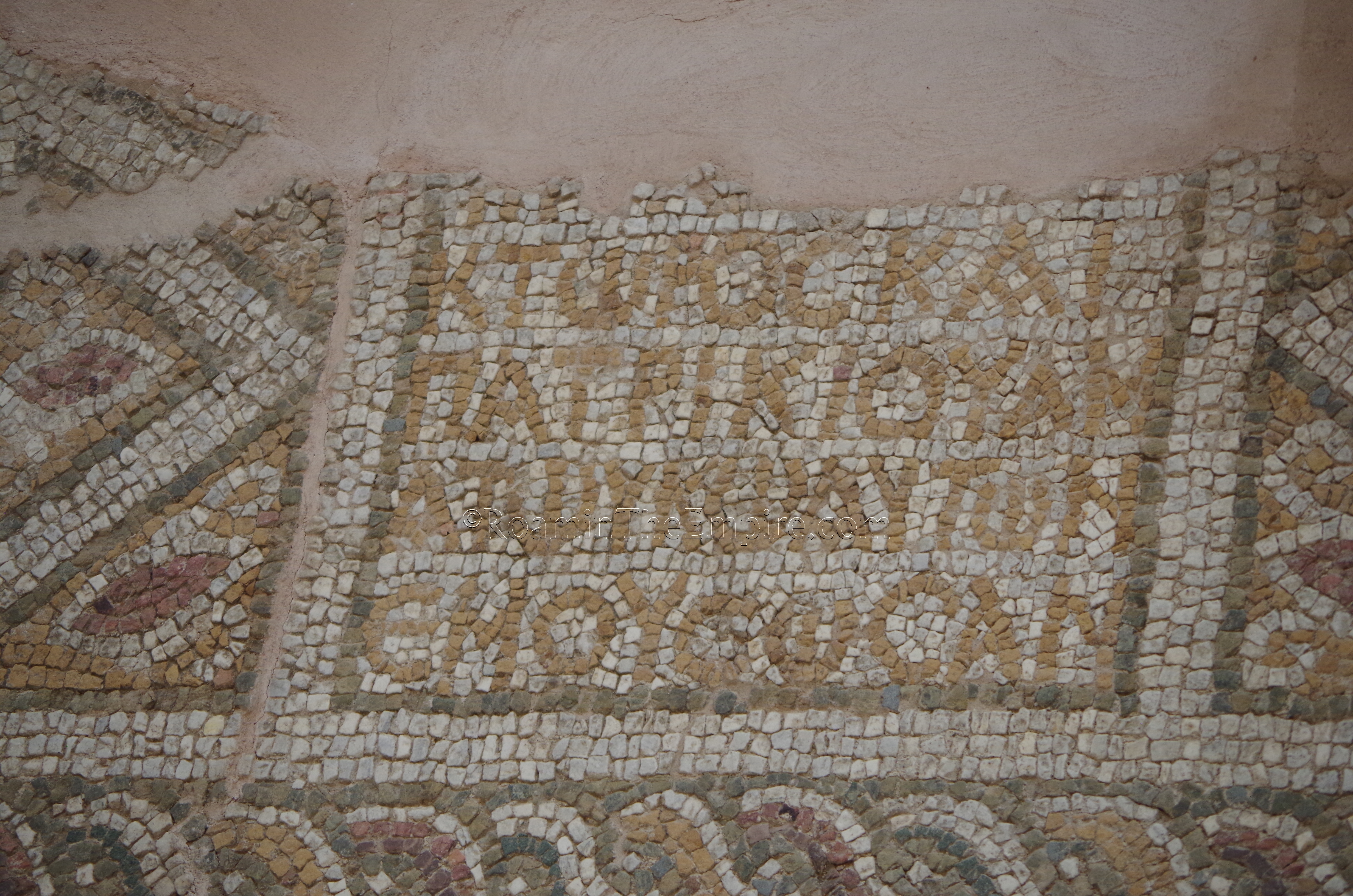 Mosaic inscription of Basiliscus in the Small Basilica.