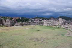 Thracian wall constructions (center) on the Nebet Tepe.