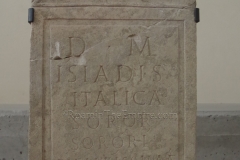 Funerary inscription for the most pious Isiade, placed by her sister Italica. Dated to the 2nd century CE, from the Pian di Bezzo Necropolis. Museo Nazionale Archaeologico.