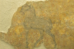 Detail of an image of a horse from the wall painting at the Roman villa of Santa Lucia near Aguilafuente.