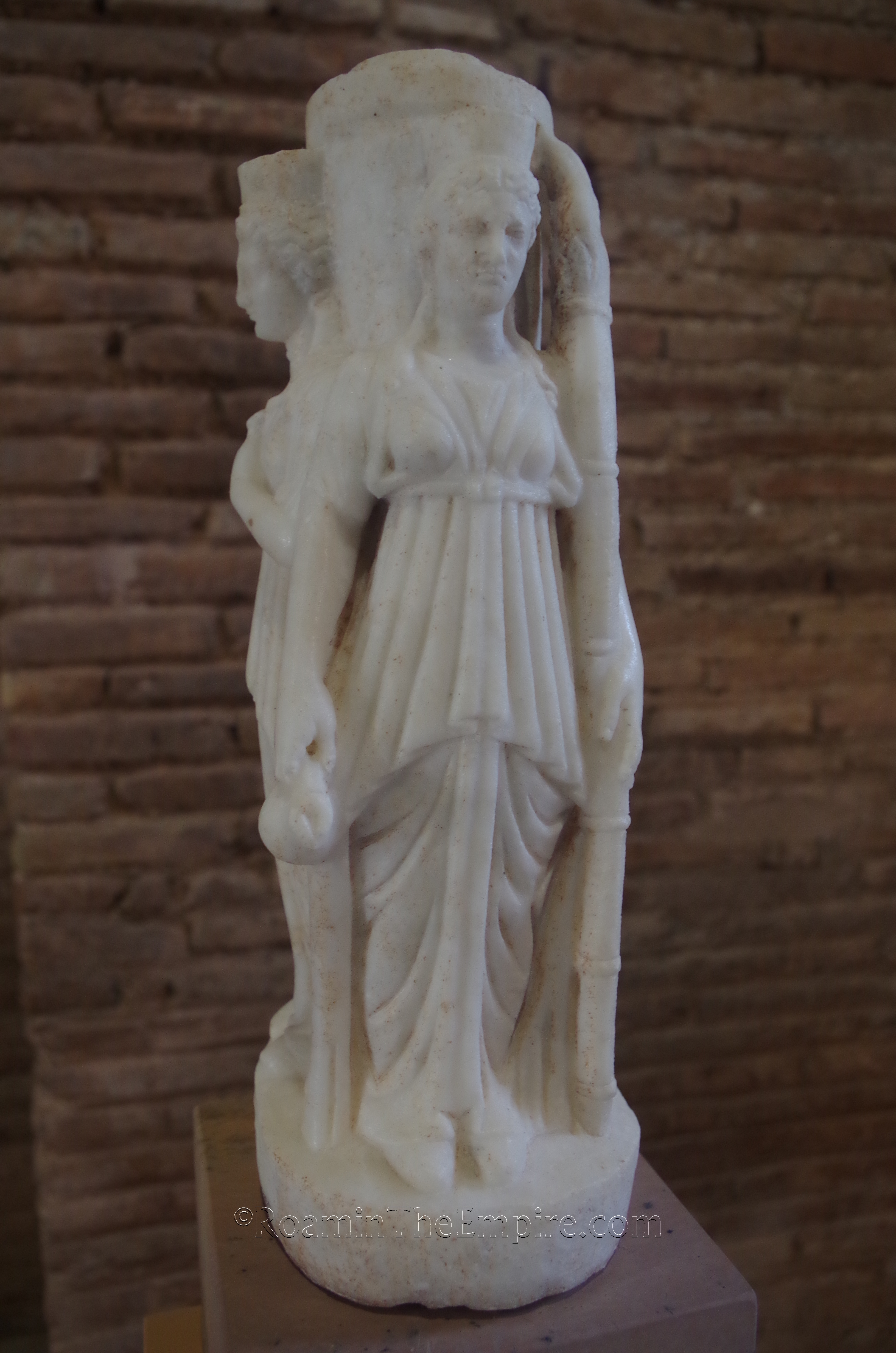 Statue of Hekate from Room II of the Roman baths. Dated to the 1st or 2nd century CE. Archaeological museum.