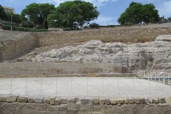 Rock cut substructure of the cavea in the western part of the amphitheater.