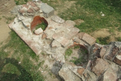 Terracotta pipes in the more robust wall in the Parco Archeologico Torri Palatine.